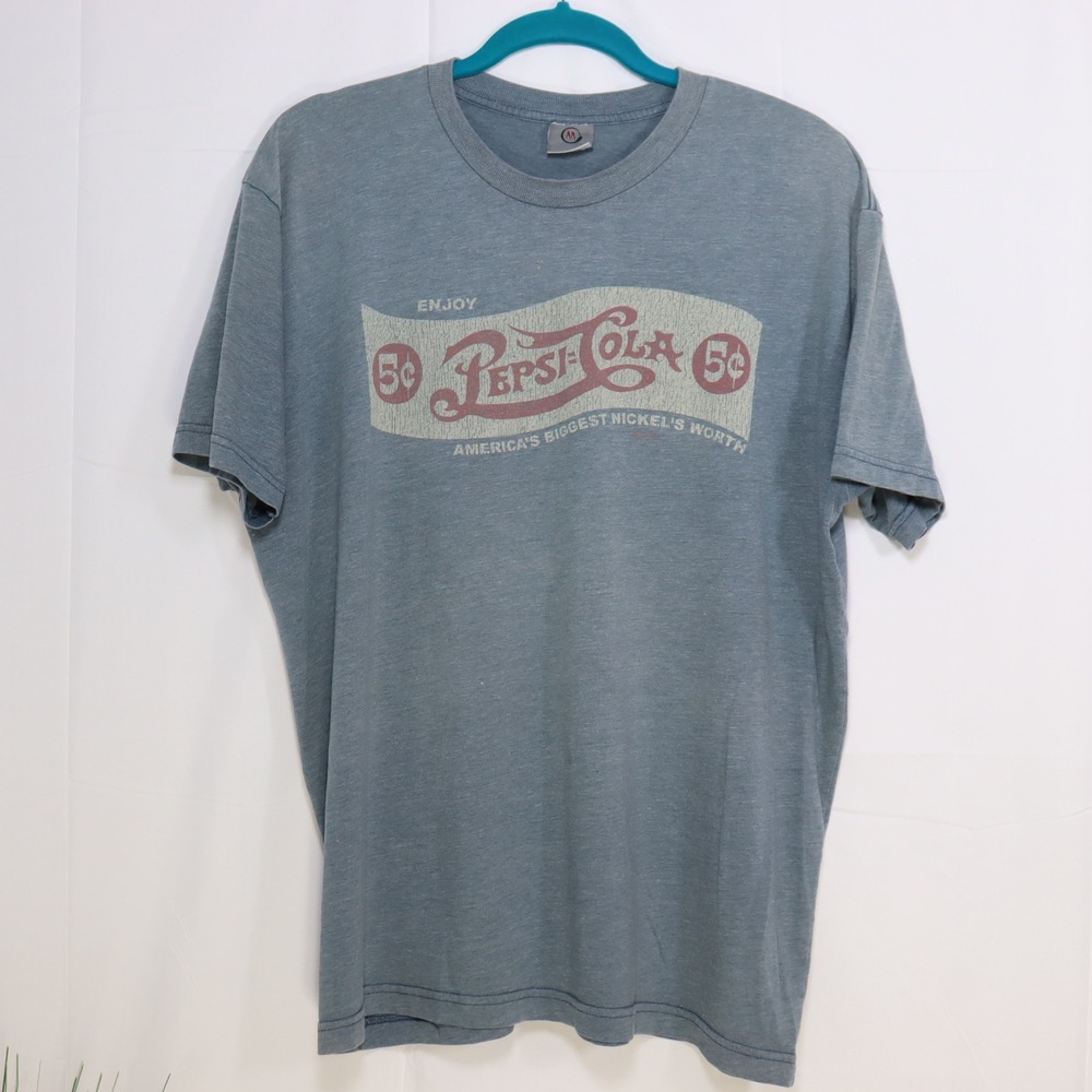 Pepsi Cola Graphic T-Shirt Mens Medium Blue Excellent Vintage Style‎